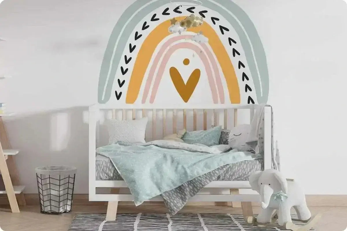 Kinderzimmer Deko - Wandsticker in Kinderzimmer mir Regenbogen Motiv