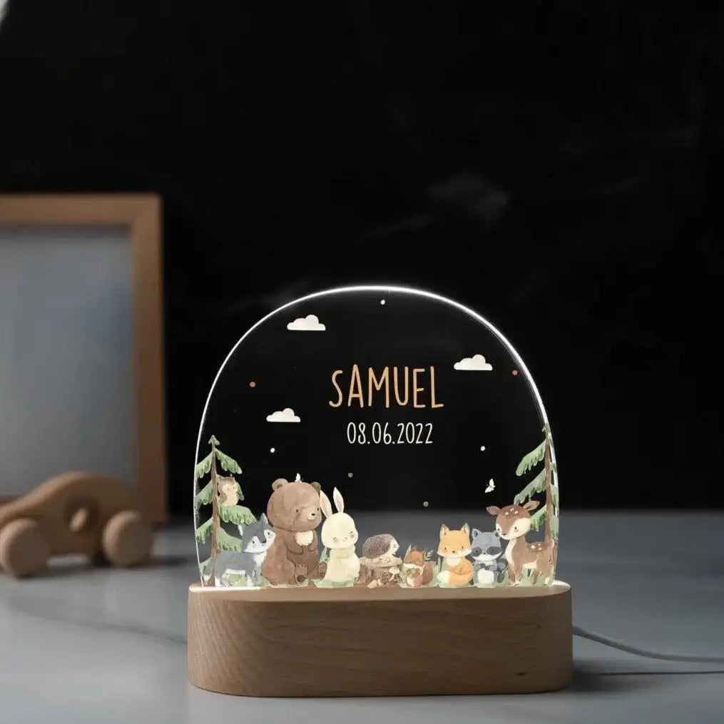 Nachtlicht Kinder niedliche Waldtiere in Kinderzimmer Ambiente