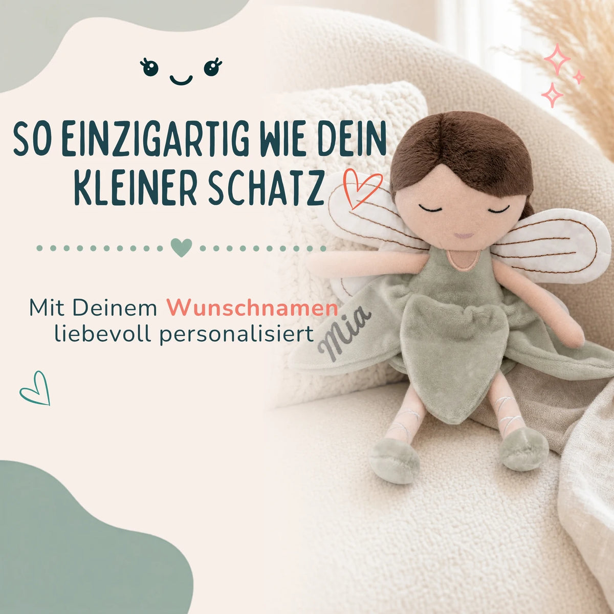 Jollein Stoffpuppe Fee Salbei â mit oder ohne Namen