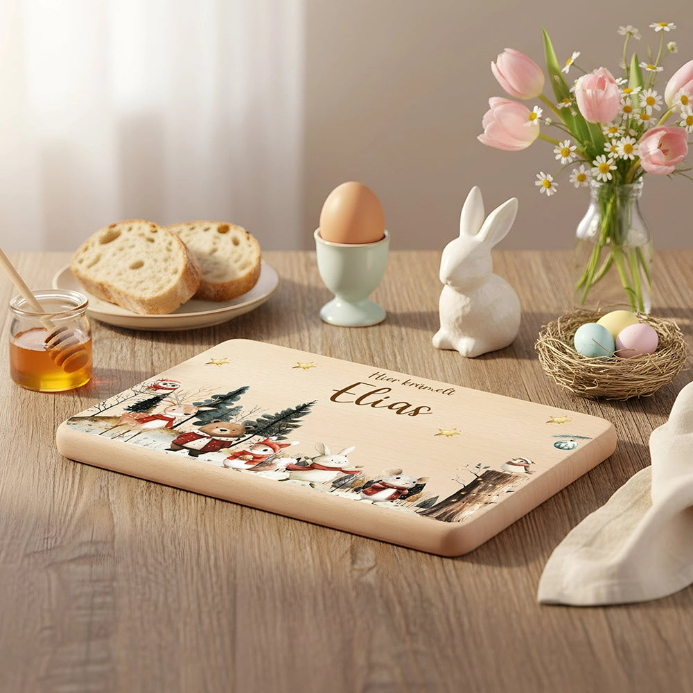 Frühstücksbrettchen Weihnachten im Winterwald - Geschenk Weihnachten