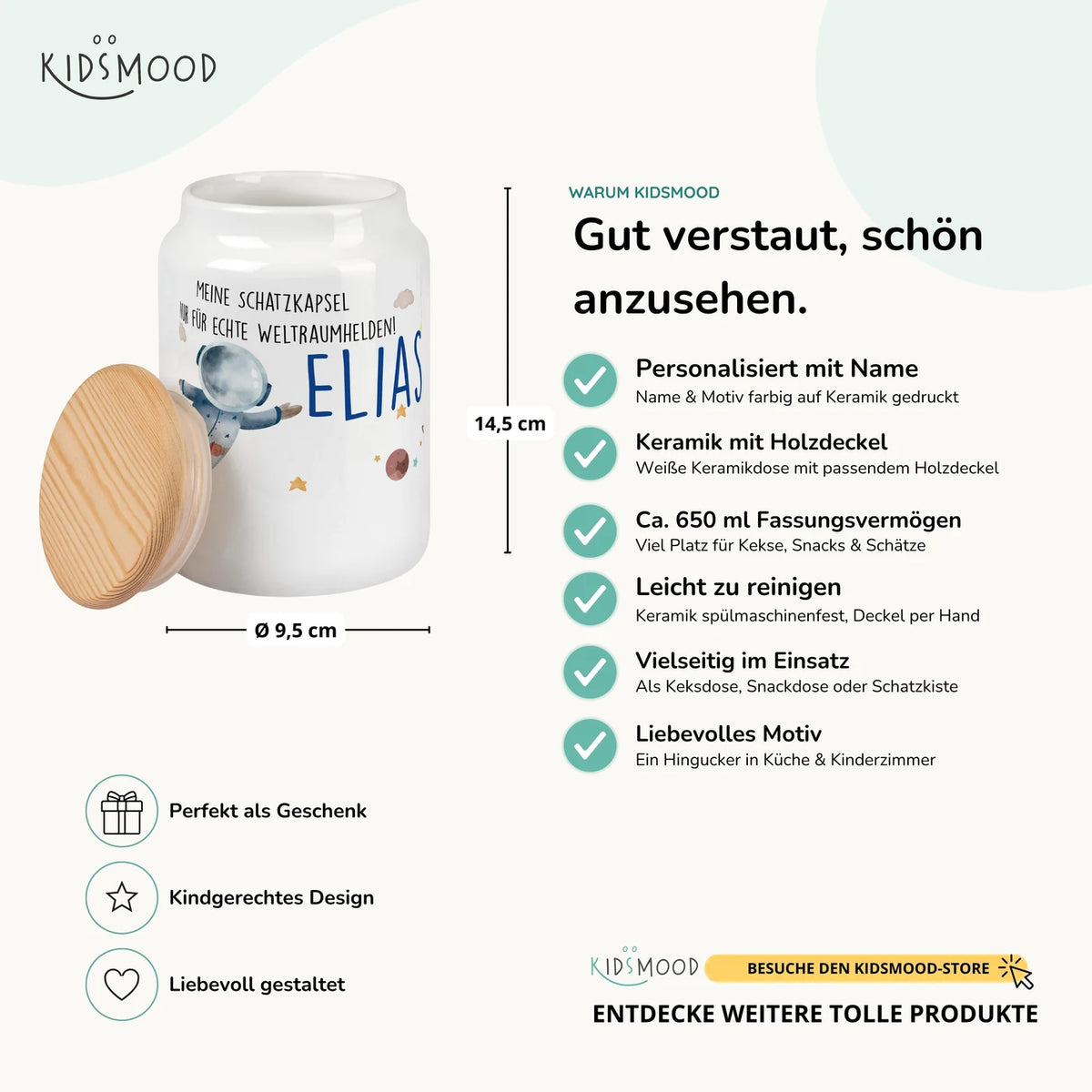 Personalisierbare Keksdose mit Name - Astronaut