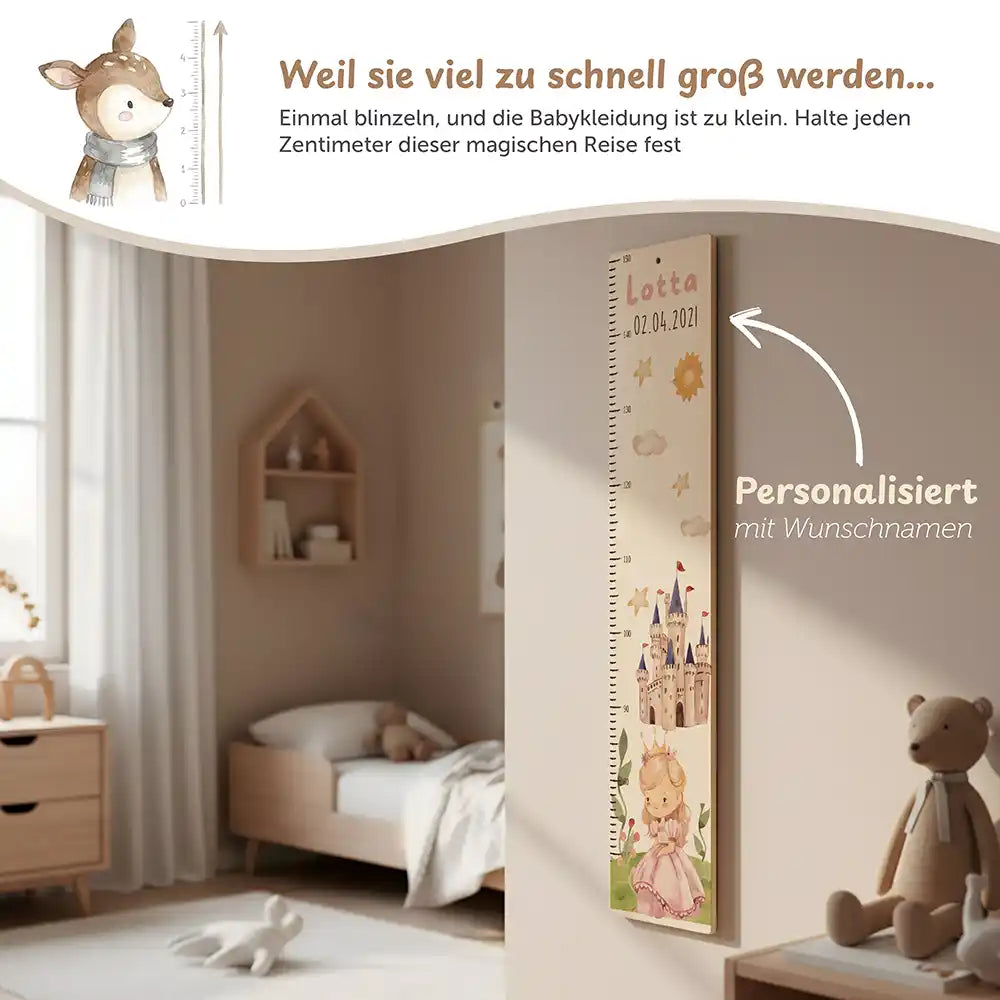 Messlatte Kinder Holz & Aluverbund - Prinzessin im Schloss