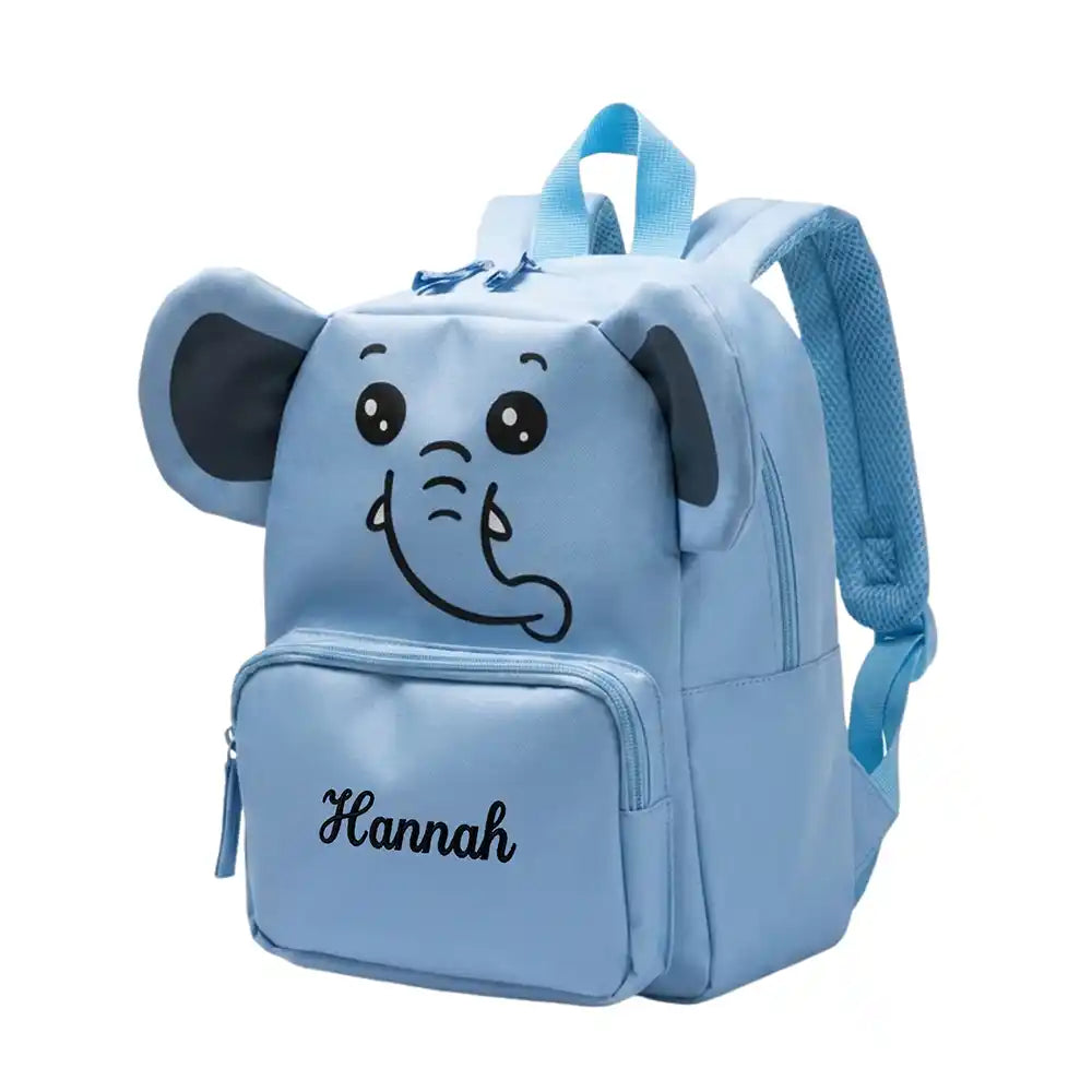 Personalisierter Kinderrucksack Elefant, Außentasche mit Reißverschluss