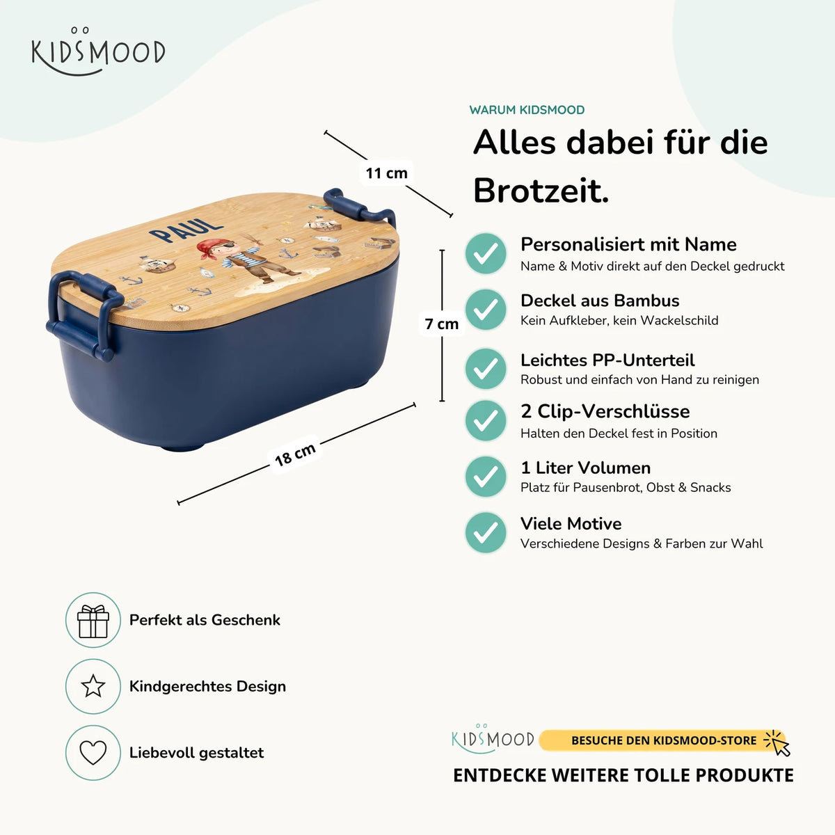 Brotdose Kinder personalisiert, Pirat