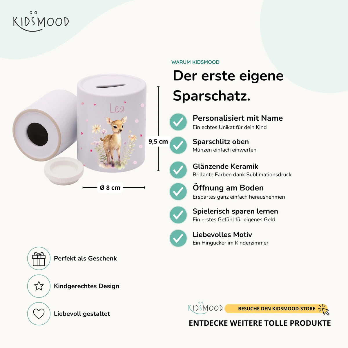 Spardose Kinder aus Keramik - Reh