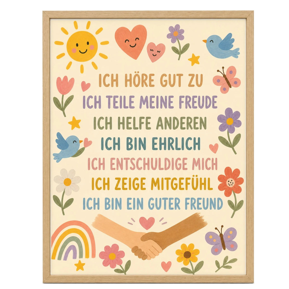 Affirmationsposter „Blumenwiese Ich höre zu“ fürs Kinderzimmer – Kinderposter mit positiven Botschaften, 30 × 40 cm