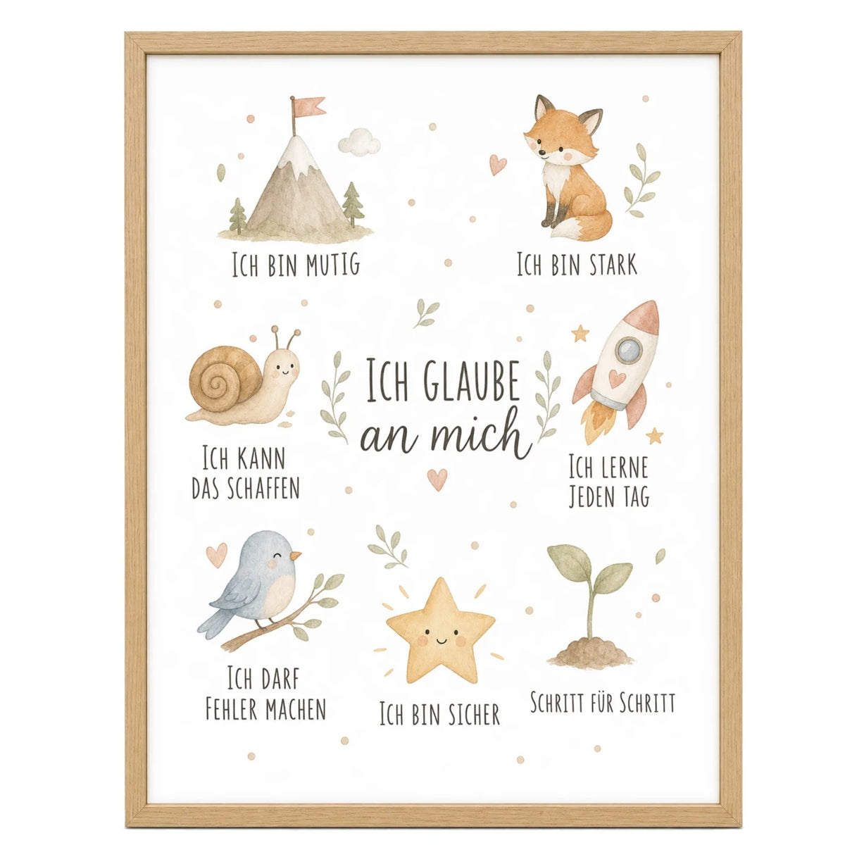 Affirmationsposter „Collage Ich glaube an mich“ fürs Kinderzimmer – Kinderposter mit positiven Botschaften, 30 × 40 cm