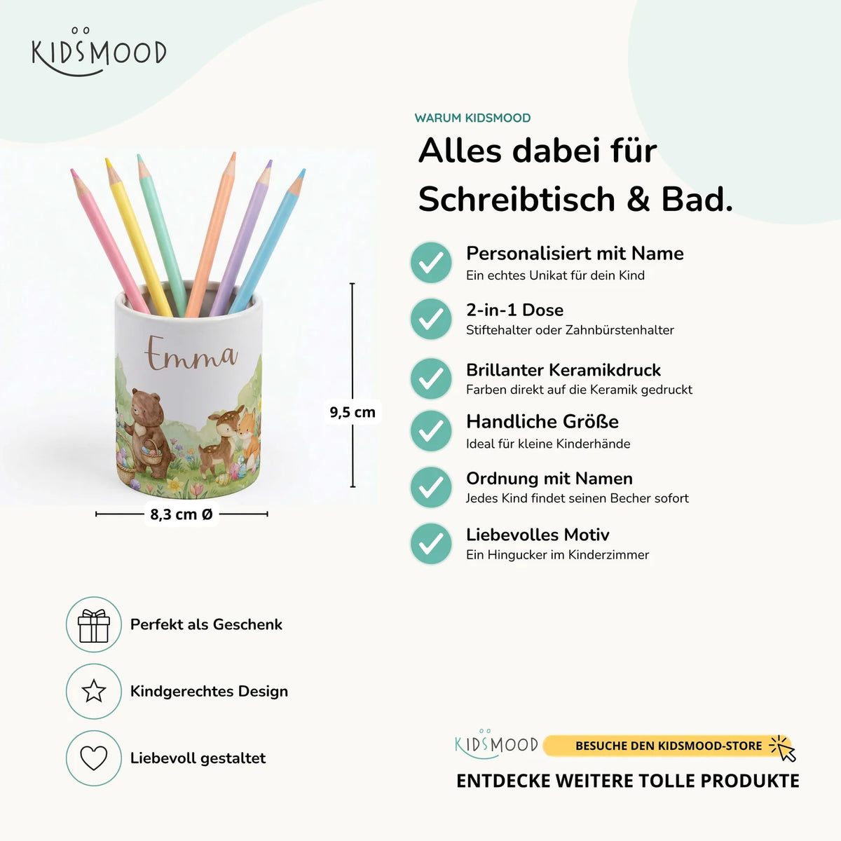 Personalisierter Stiftehalter Ostern BĂ€renfamilie â Keramik mit Wunschname