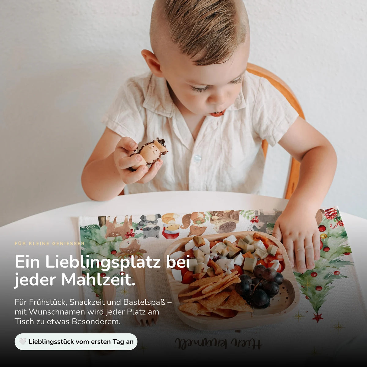 Tischset Kinder personalisiert Weihnachtsmotiv - Waldtiere