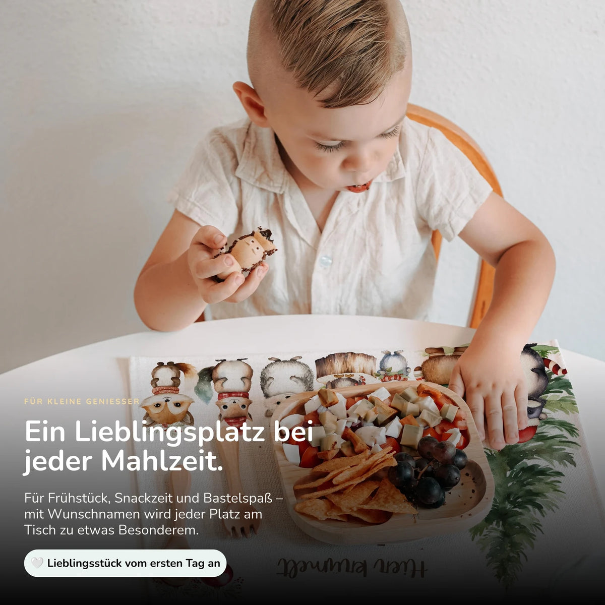 Tischset Kinder personalisiert Weihnachtsmotiv - Tierchen im Zauberwald