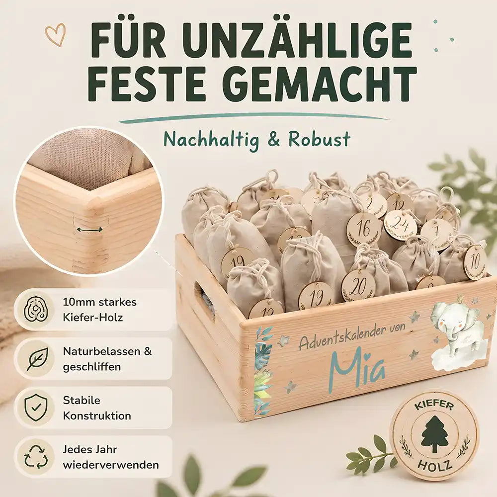 Personalisierter Adventskalender zum Befüllen - Elefant