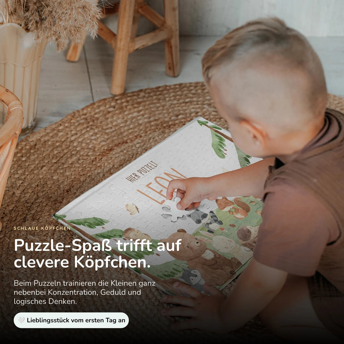 Kinderpuzzle personalisiert mit Namen - niedliche Waldtiere