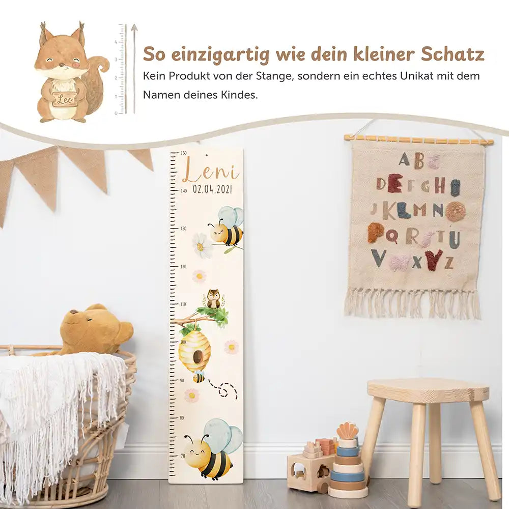 Messlatte Kinder Holz & Aluverbund - Bienen
