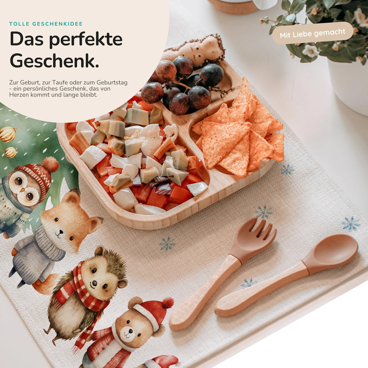 Tischset Kinder personalisiert Weihnachtsmotiv - Zauberpfötchen