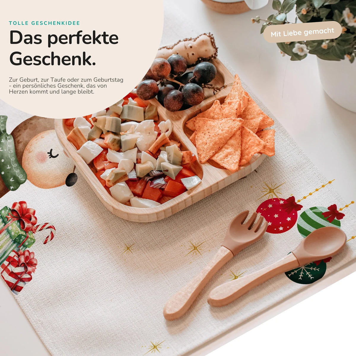 Tischset Kinder personalisiert Weihnachtsmotiv - Reh