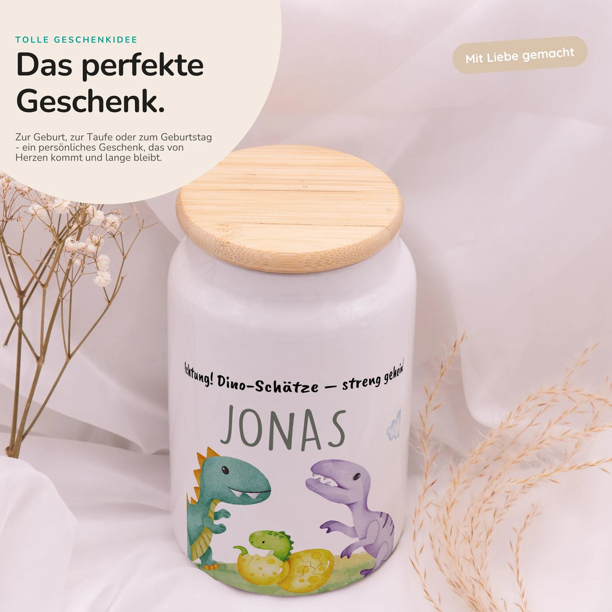 Personalisierbare Keksdose mit Name - Dinos