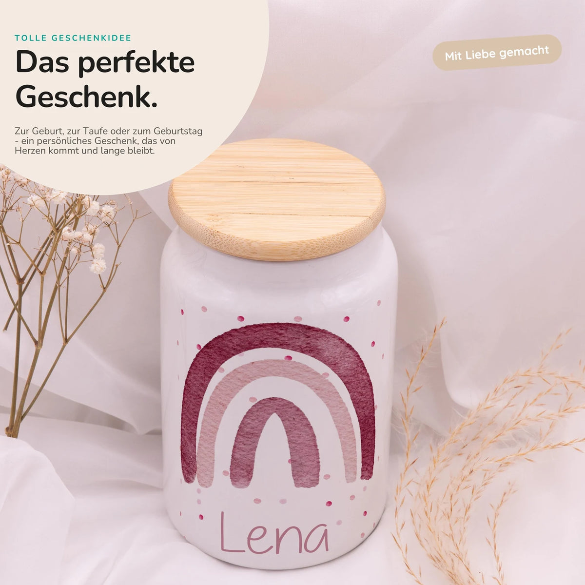 Personalisierbare Keksdose mit Name - - Regenbogen