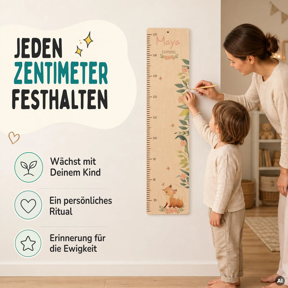 Messlatte Kinder Holz & Aluverbund - Fuchs