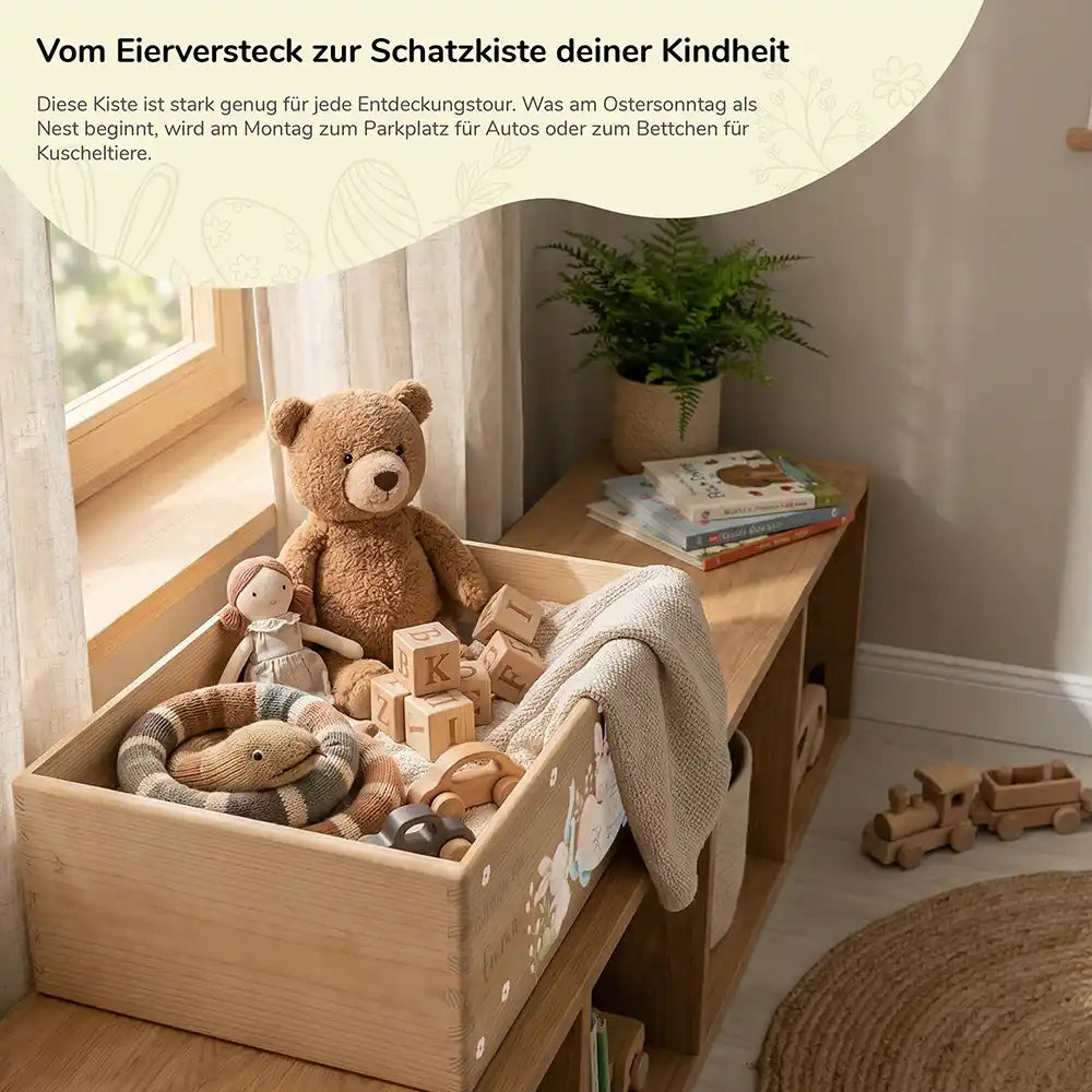 Osterkiste Holz personalisiert - Häschentanz