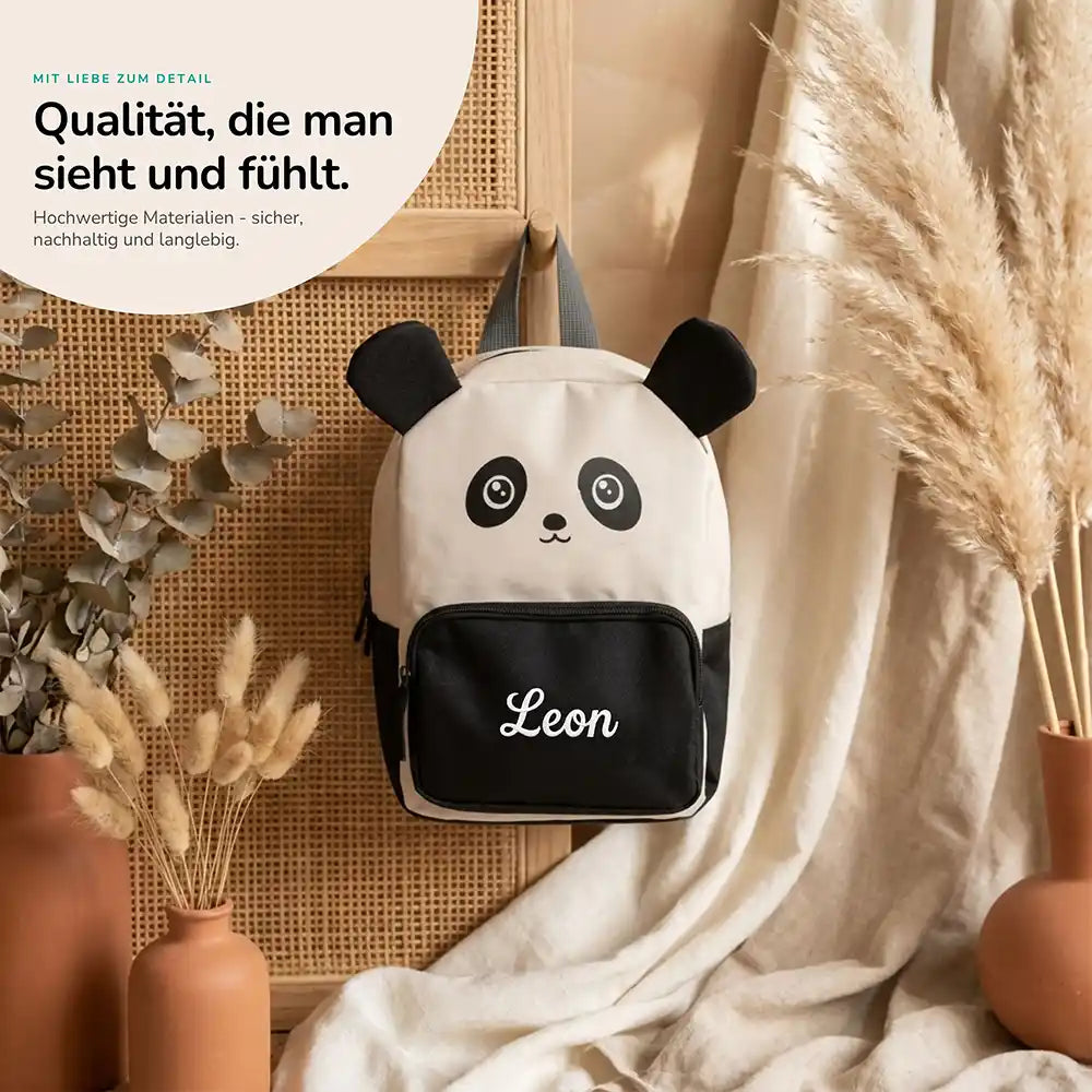 Personalisierter Kinderrucksack Panda, für Vorschule und Alltag