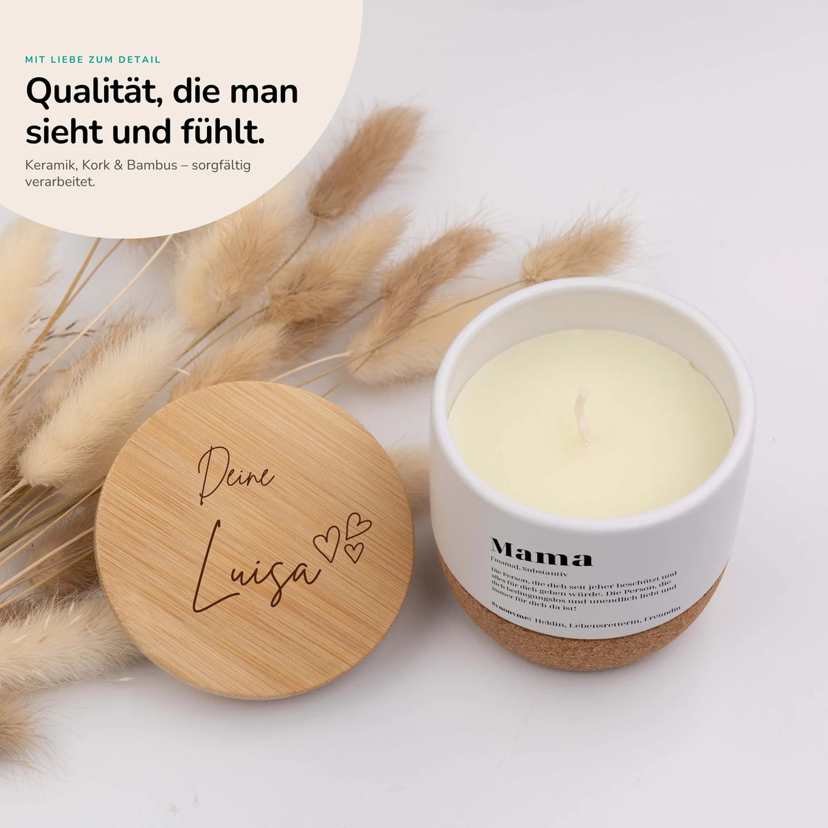 Duftkerze Vanille Keramik â Mama Definition mit Wunschname