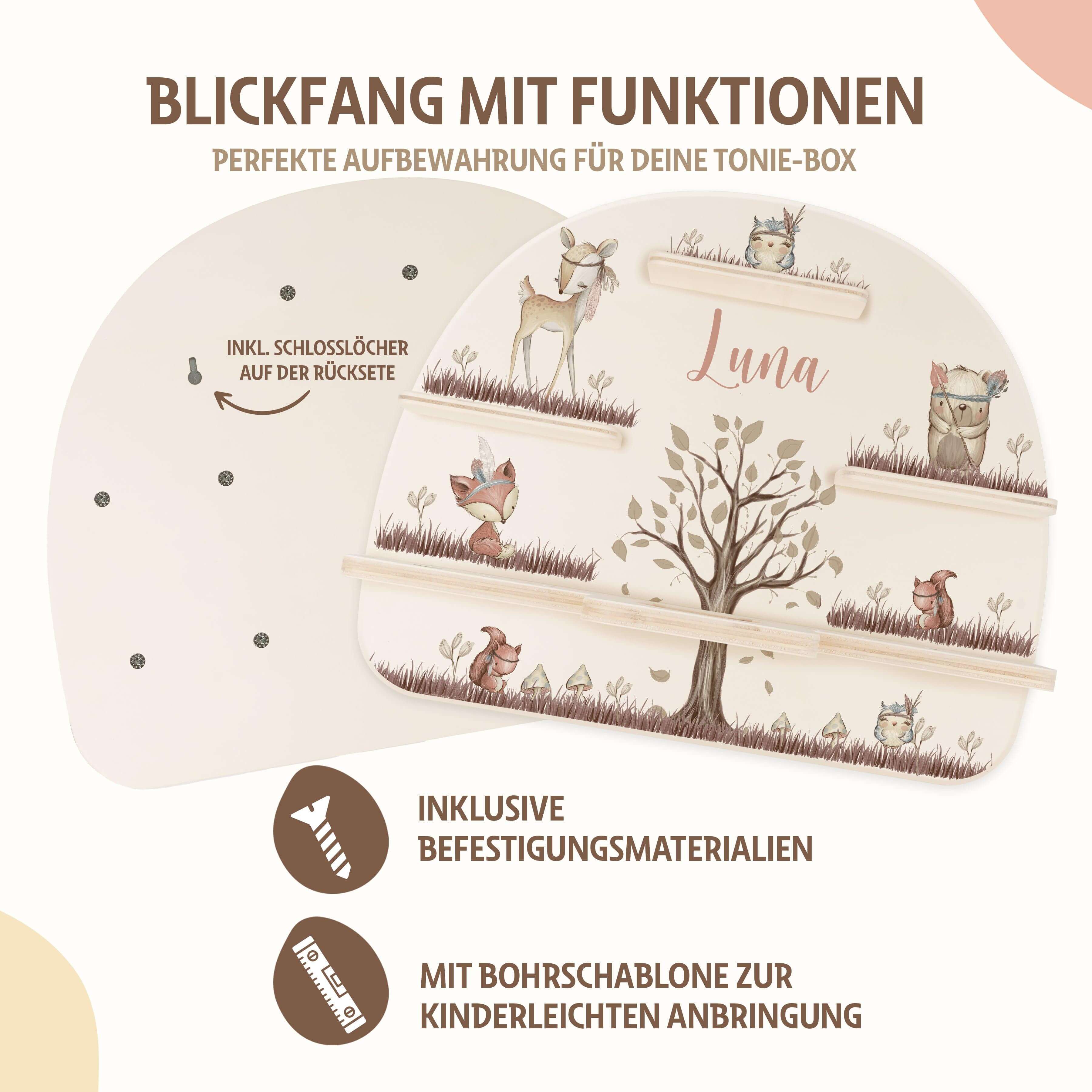 detailansicht des woodland designs auf dem tonie-regal