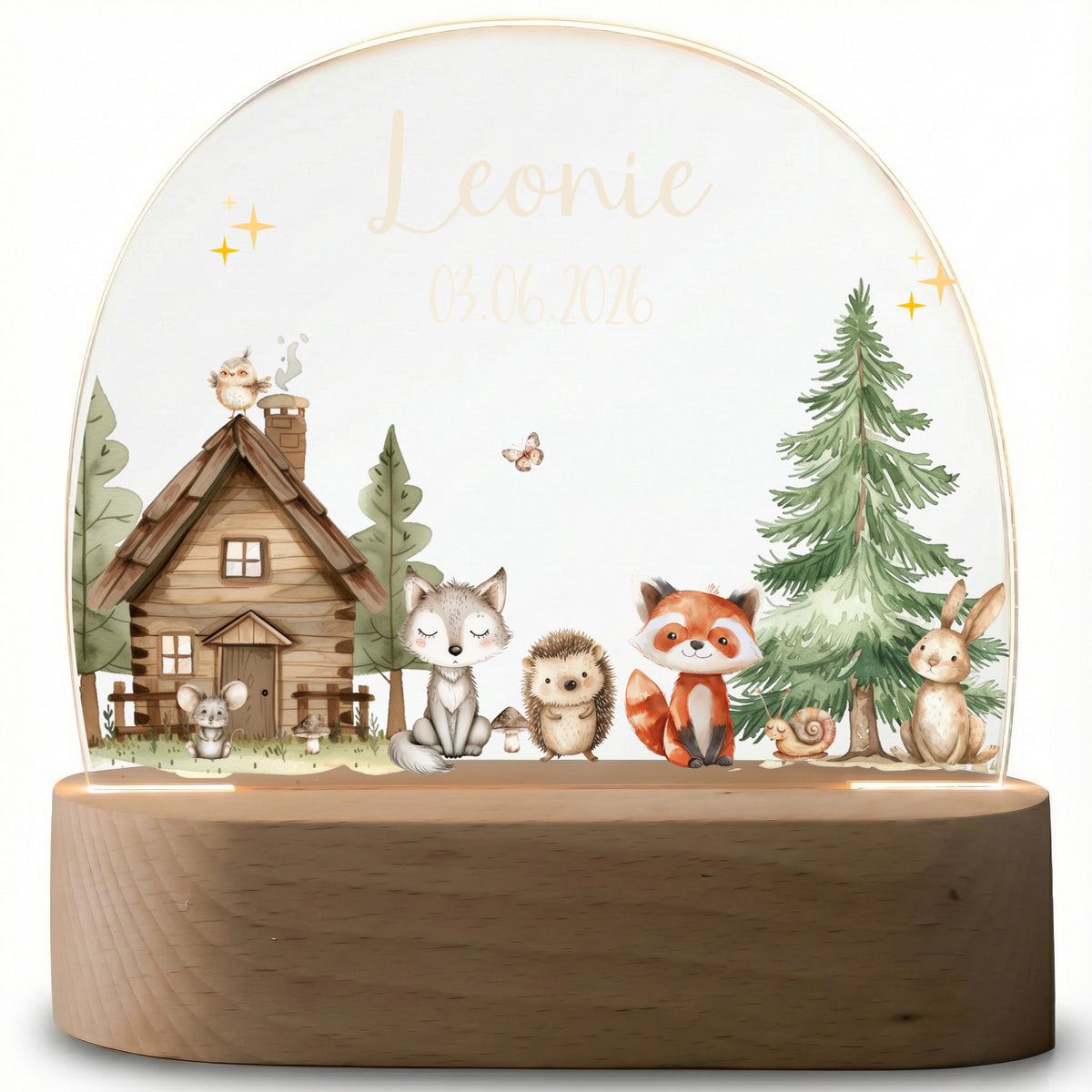 Nachtlicht Kinder personalisiert - kleine Waldfreunde