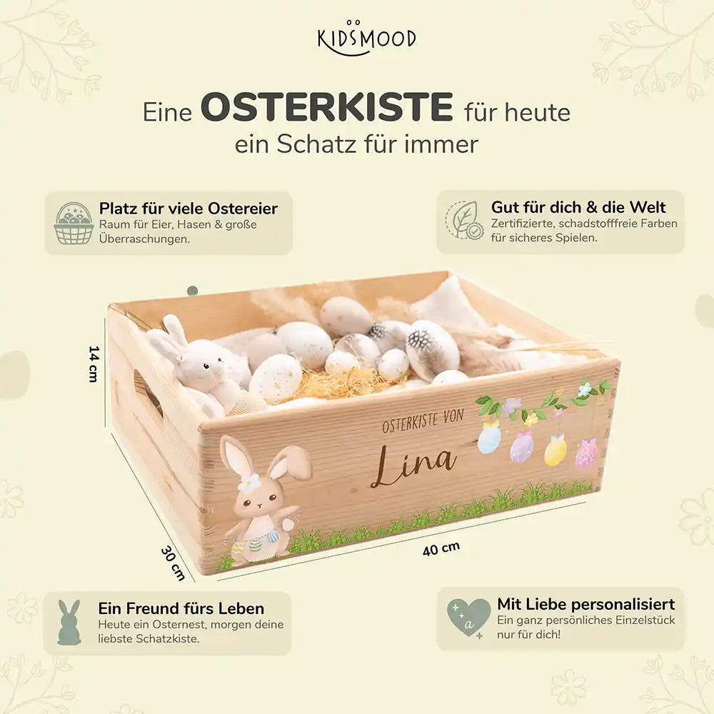 Osterkiste Holz personalisiert - Ostereier