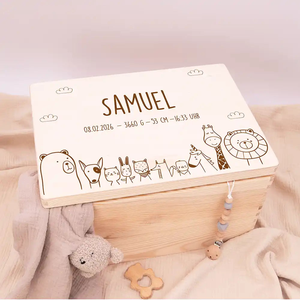 Erinnerungsbox Baby - Tierfamilie Jungle