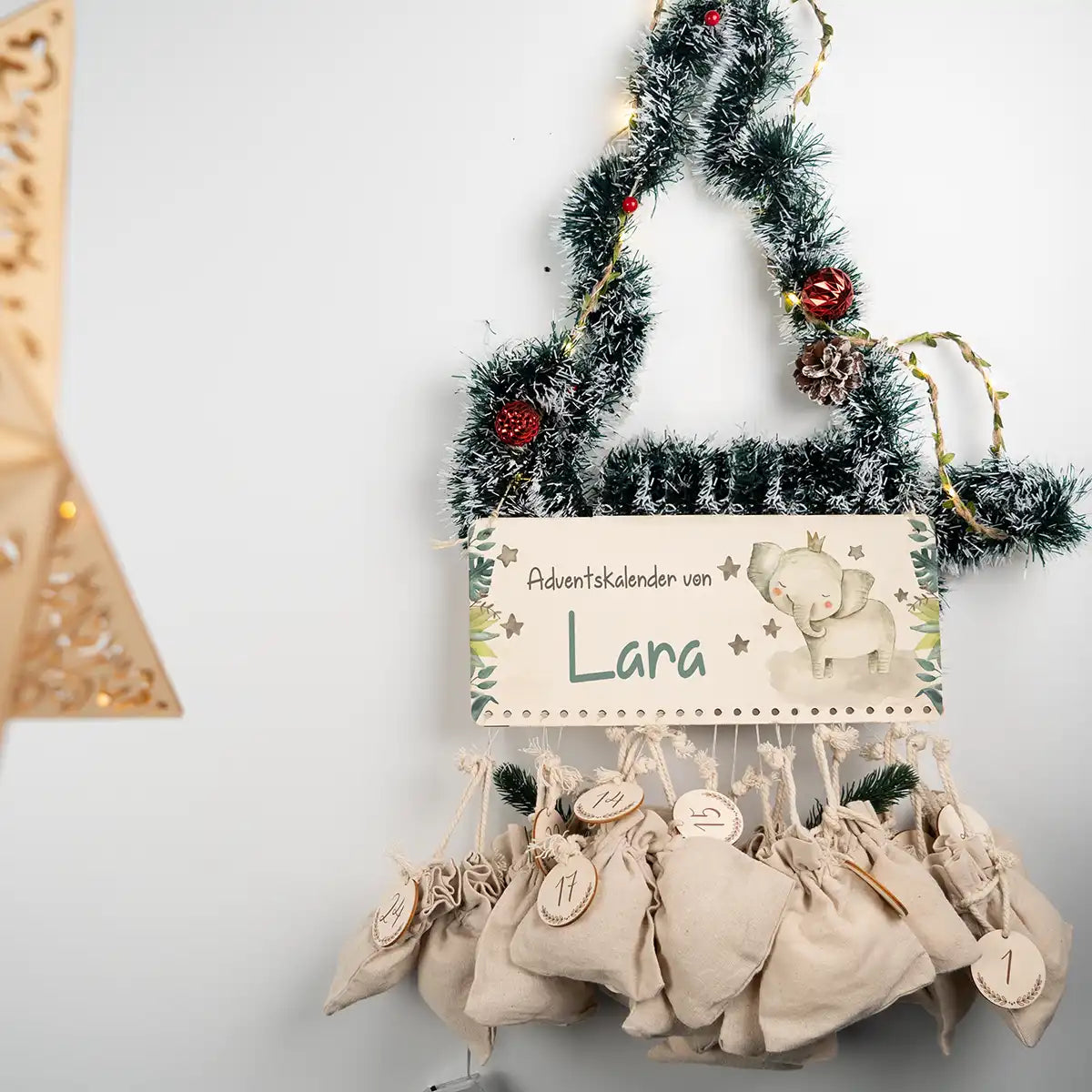 Personalisierbarer Adventskalender farbig - Elefant