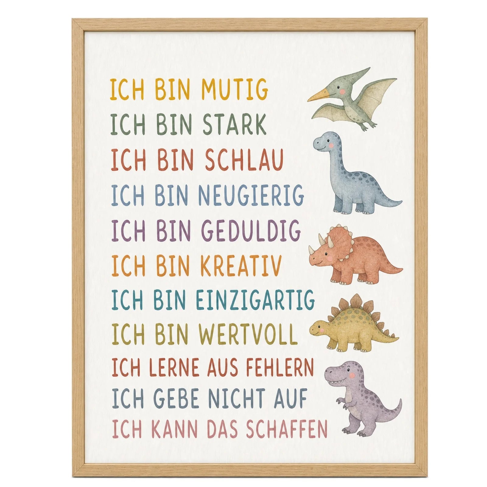 Affirmationsposter Kinderzimmer Dinos, im MĂ€dchenzimmer