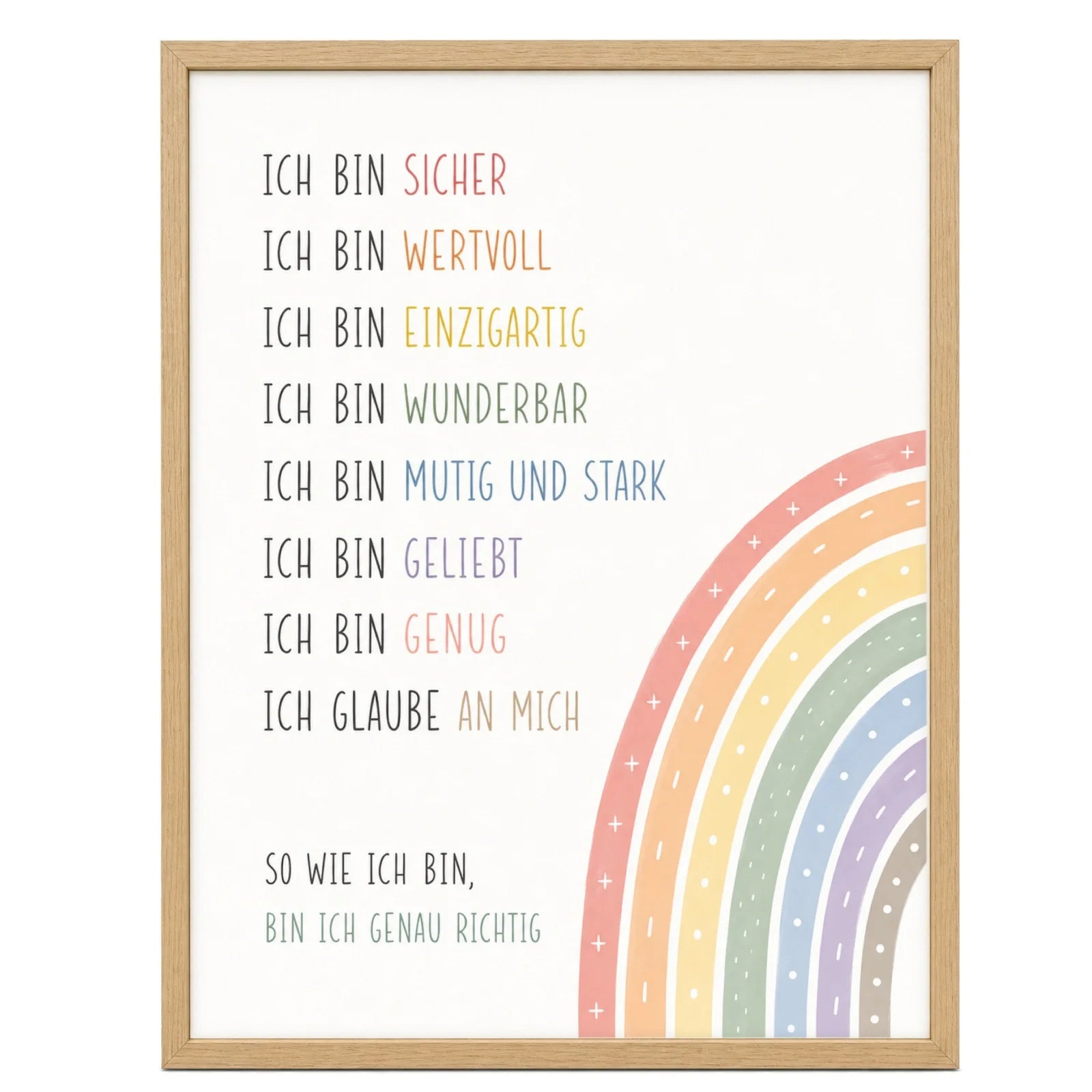 Affirmationsposter Kinderzimmer Minimal Ich bin, im MĂ€dchenzimmer