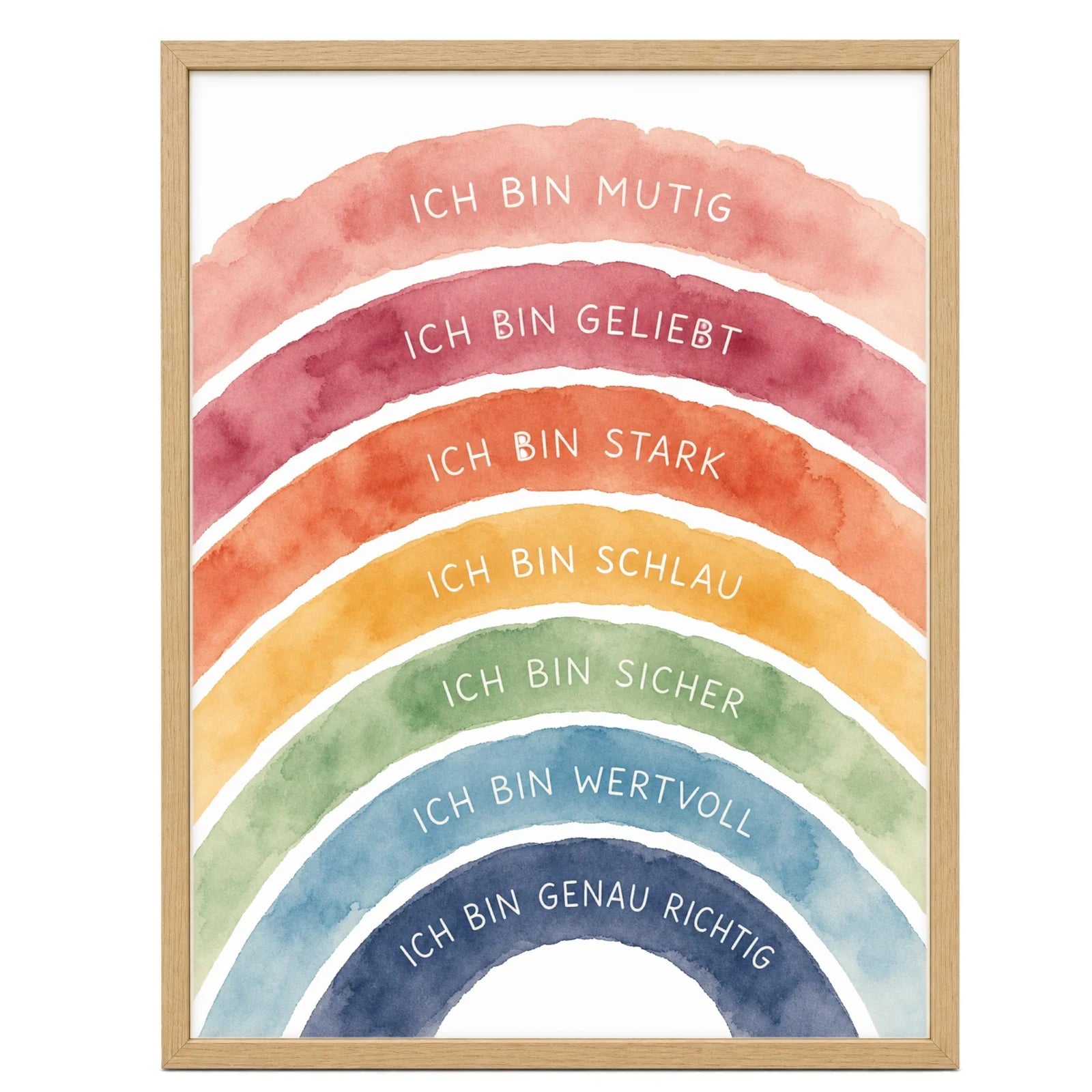 Affirmationsposter Kinderzimmer Regenbogen Ich bin bunt, im MĂ€dchenzimmer