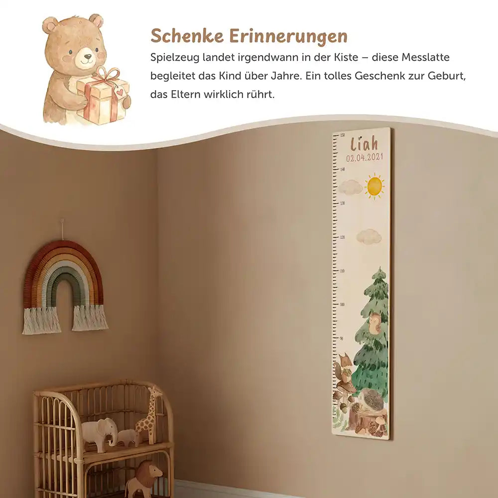 Messlatte Kinder Holz & Aluverbund - Waldtiere