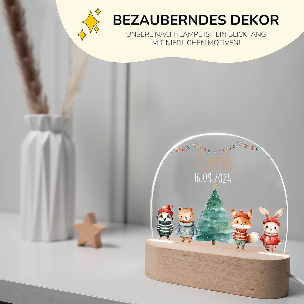 Personalisierte Nachtlampe Weihnachten als Deko im Kinderzimmer