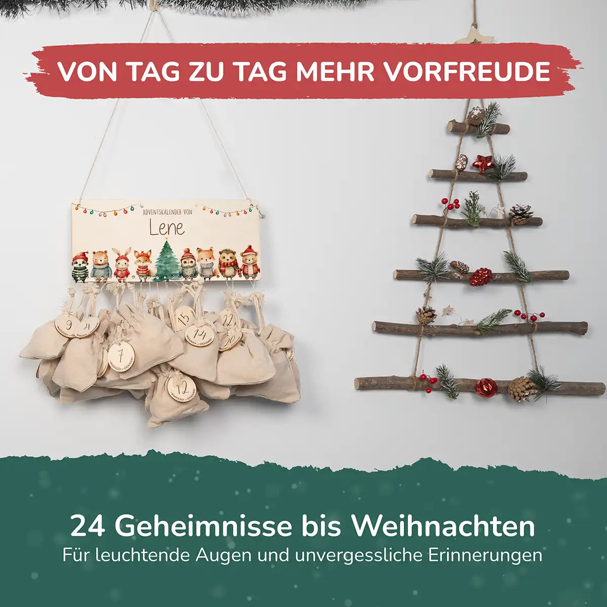 Personalisierbarer Adventskalender farbig - Niedliche Tiere