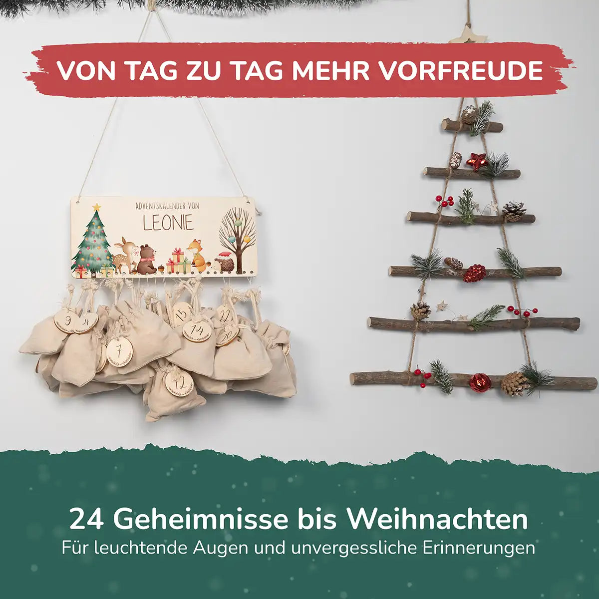 Personalisierbarer Adventskalender farbig - Waldfreunde