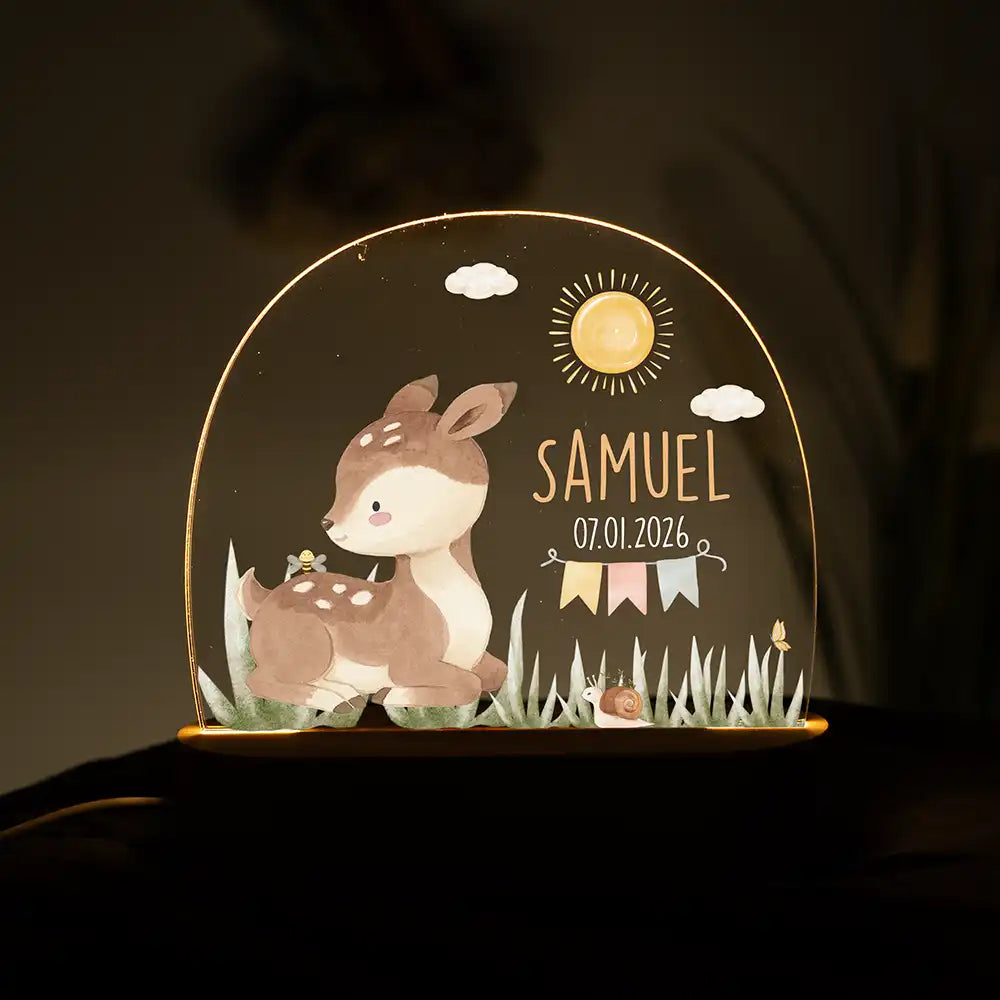 Nachtlicht Kinder personalisiert - Niedliches Wald-Reh