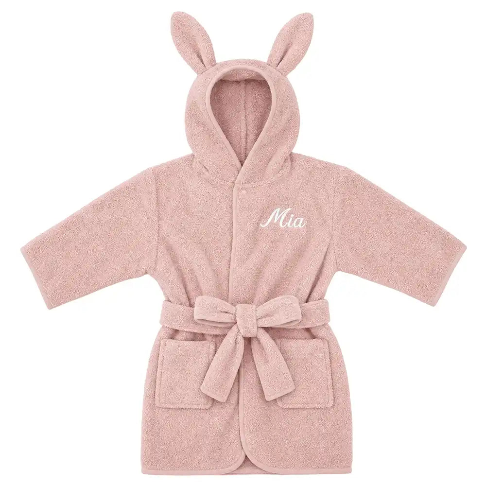 Kinderbademantel mit Namen Jollein Rose, für Jungen, mit Kapuze
