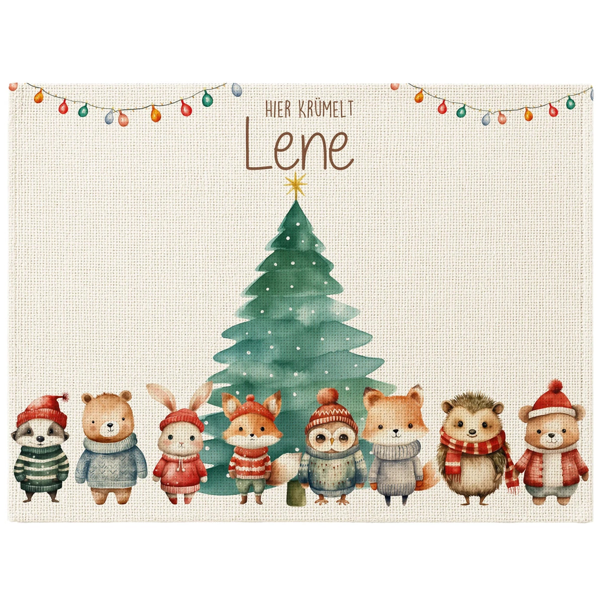 Tischset Kinder personalisiert Weihnachtsmotiv - Nordpol-Tierparade