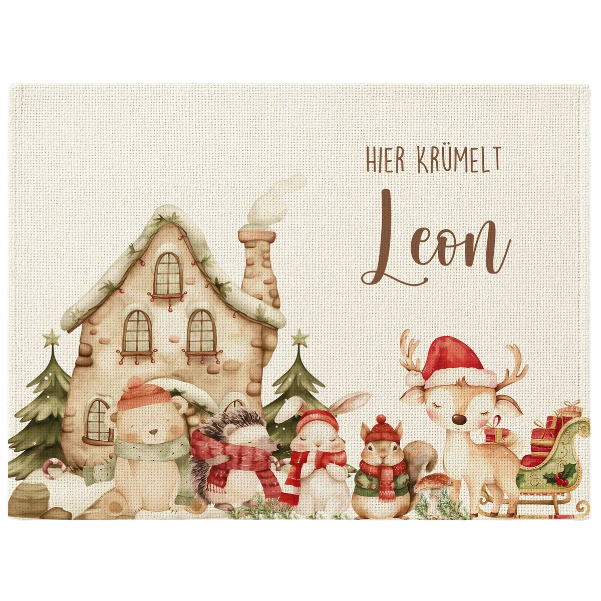 Tischset Kinder personalisiert mit Weihnachtsmotiv - Zauberhafte Tiere