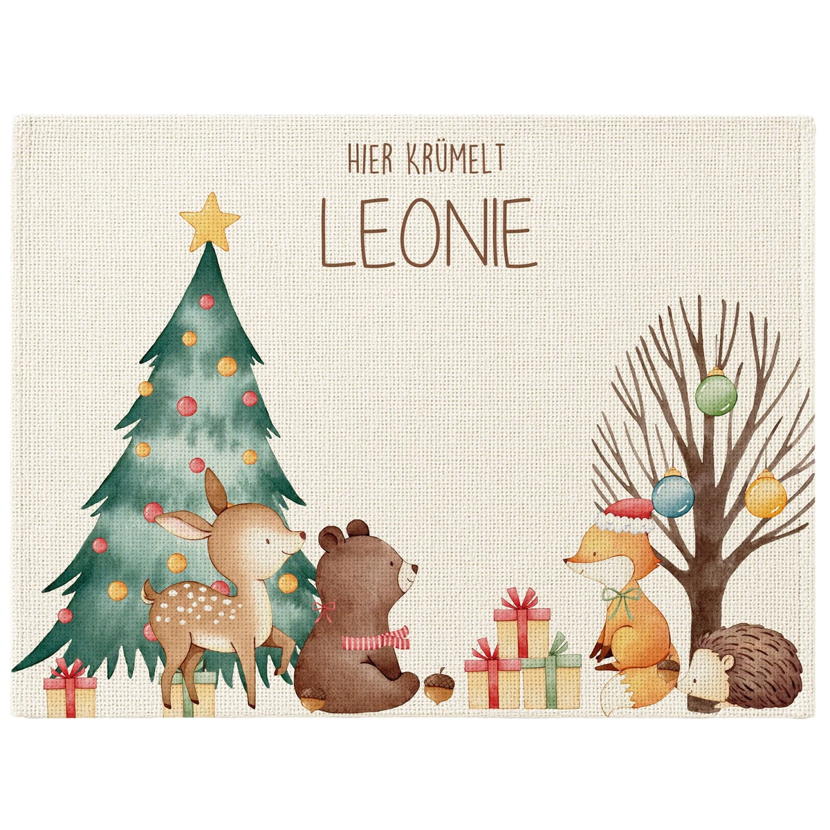 Tischset Kinder personalisiert Weihnachtsmotiv - BĂ€r Weihnachtsbaum