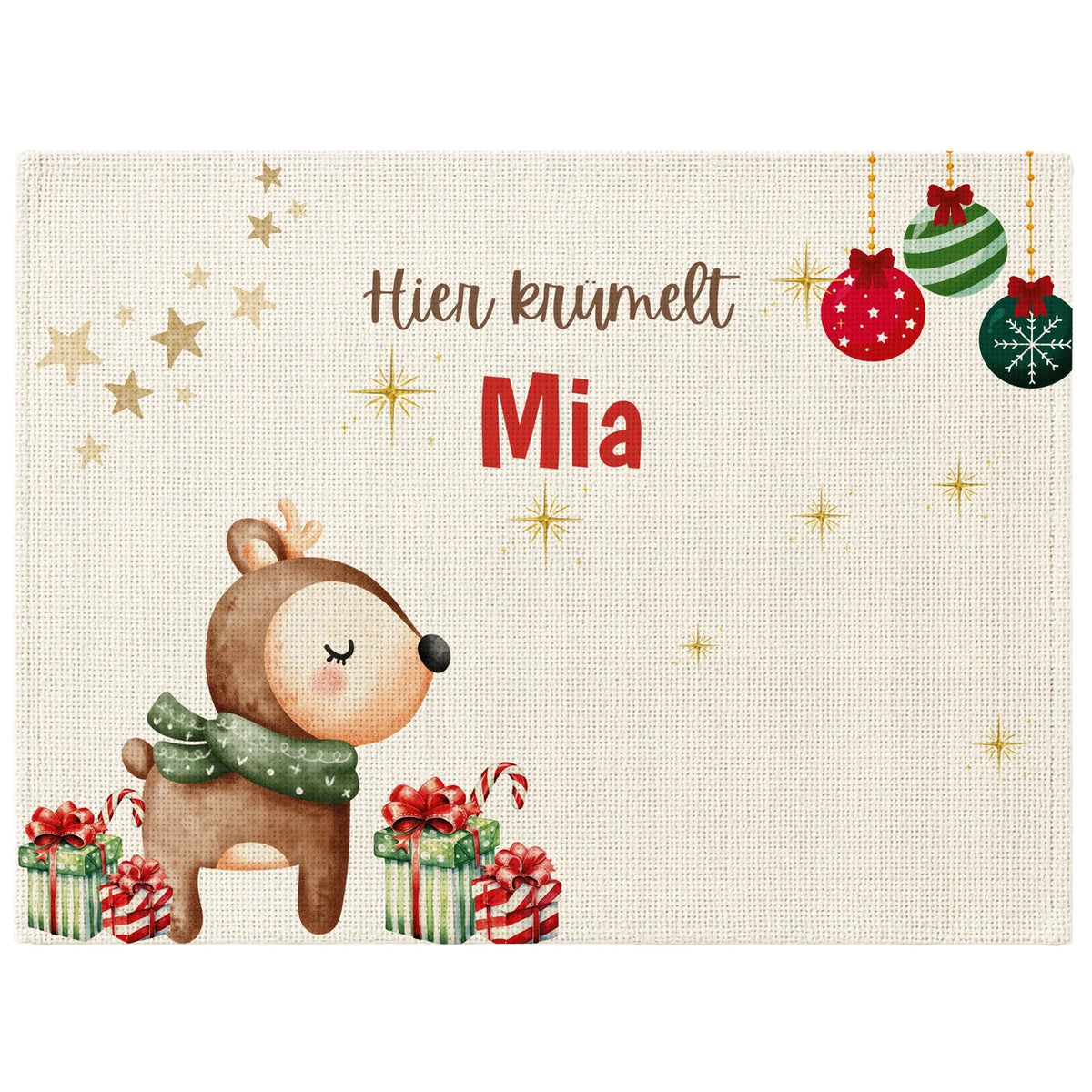 Tischset Kinder personalisiert Weihnachtsmotiv - Reh
