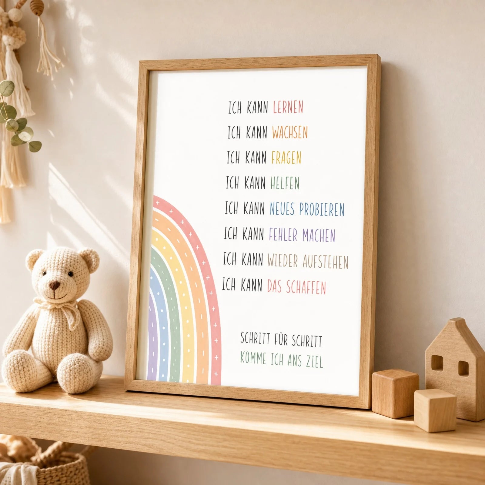 Affirmationsposter Kinderzimmer Minimal Ich kann, als Wandbild ĂŒber der Spielecke