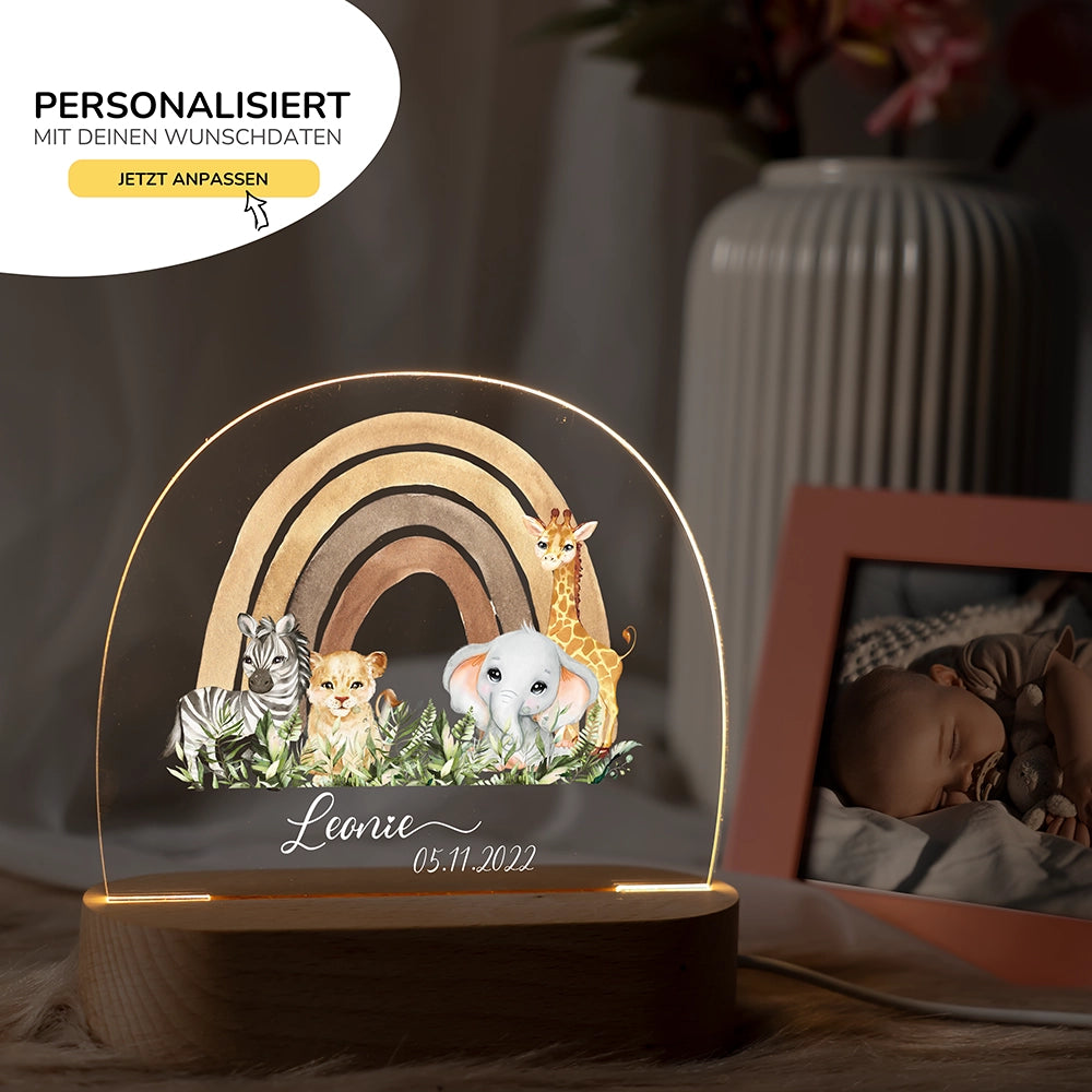 Nachtlicht Regenbogen mit Namen im Kinderzimmer â personalisiertes Geschenk zur Geburt