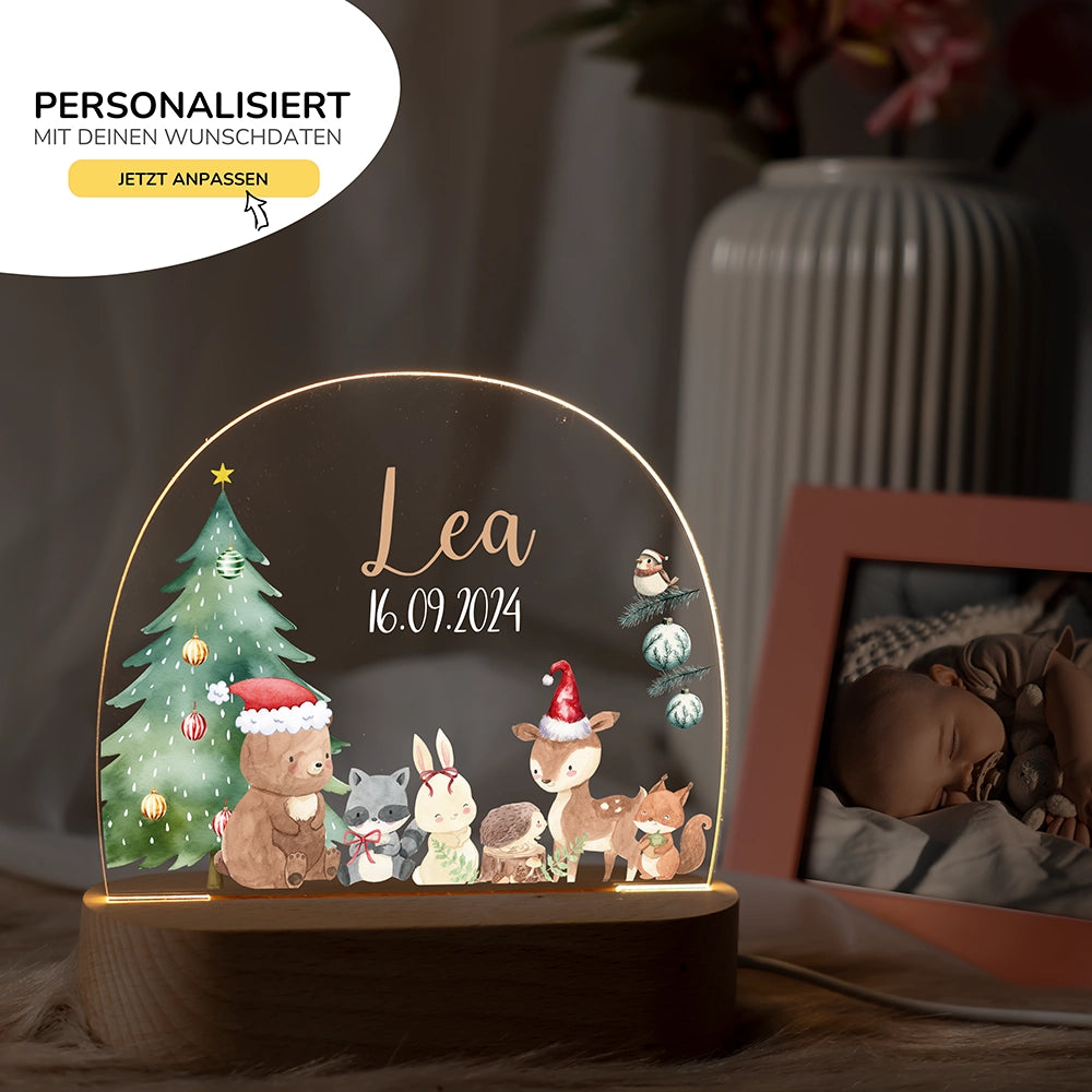 Nachtlicht Weihnachten mit Namen im Kinderzimmer – personalisiertes Geschenk zur Geburt