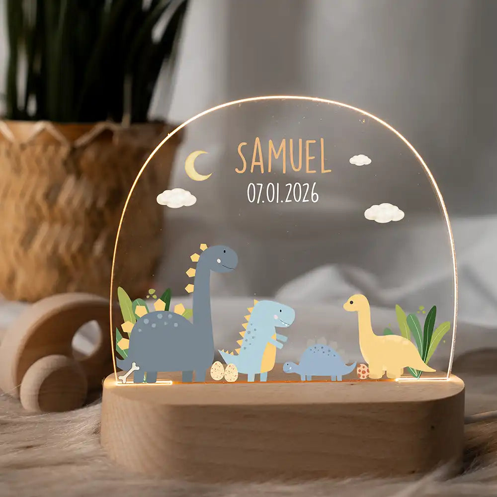 Nachtlicht Kinder personalisiert - Süße Dinosaurier