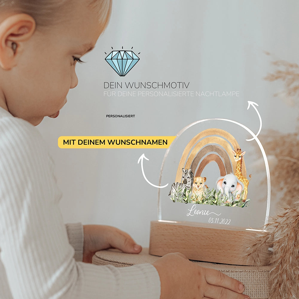 Kleinkind mit Nachtlicht Regenbogen mit Wunschnamen â Babygeschenk personalisiert