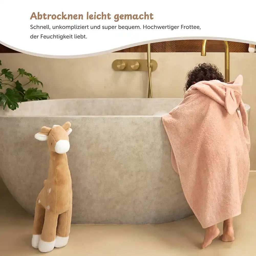 Kapuzenhandtuch Baby personalisiert – Biscuit: weiches Frottee-Kapuzenbadetuch für warme Badestunden, abtrocknen leicht gemacht