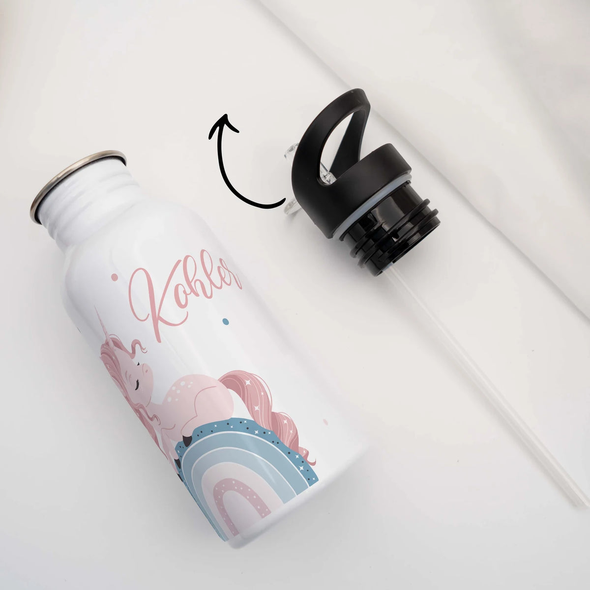 Trinkflasche Kinder Edelstahl - Regenbogen Einhorn